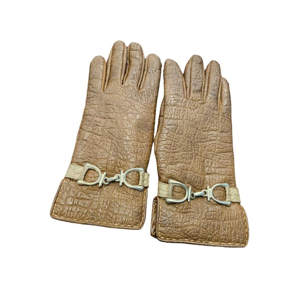 Vintage Brown Leather Sherpa Lined Gloves Adult Small